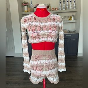 Princess Polly crochet set (long sleeve and shorts)